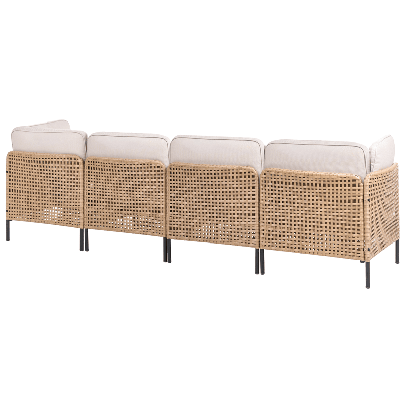 Sofa utendørs med bord 4-seter Omegana modulær kunstrotting - Beige/svart - Hage - Utemiljø - Veranda & terrasse - Verandamøbler