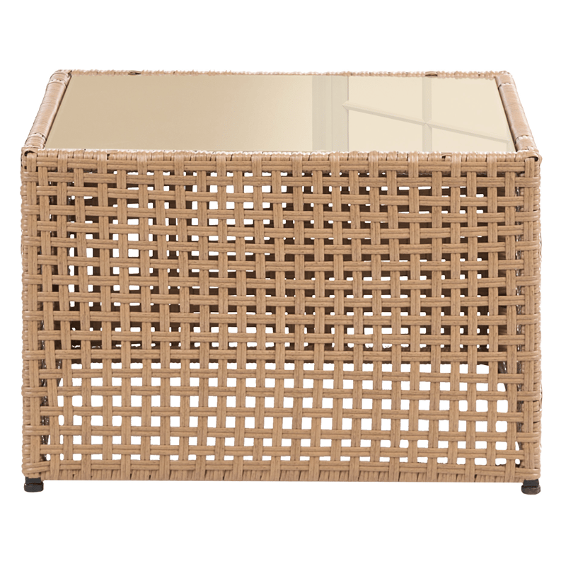 Sofa utendørs med bord 4-seter Omegana modulær kunstrotting - Beige/svart - Hage - Utemiljø - Veranda & terrasse - Verandamøbler