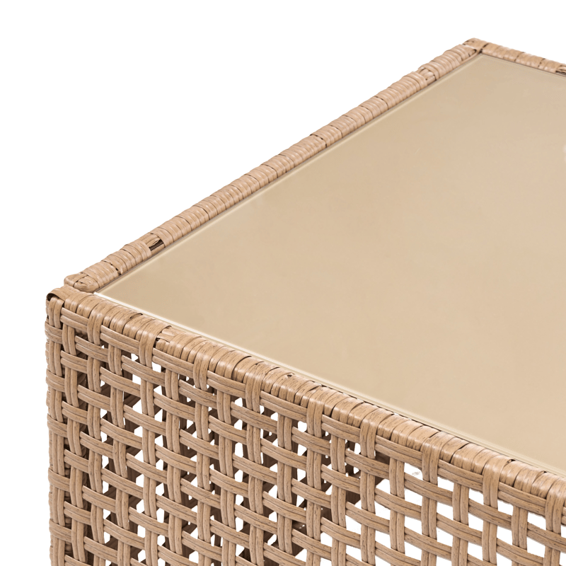 Sofa utendørs med bord 4-seter Omegana modulær kunstrotting - Beige/svart - Hage - Utemiljø - Veranda & terrasse - Verandamøbler
