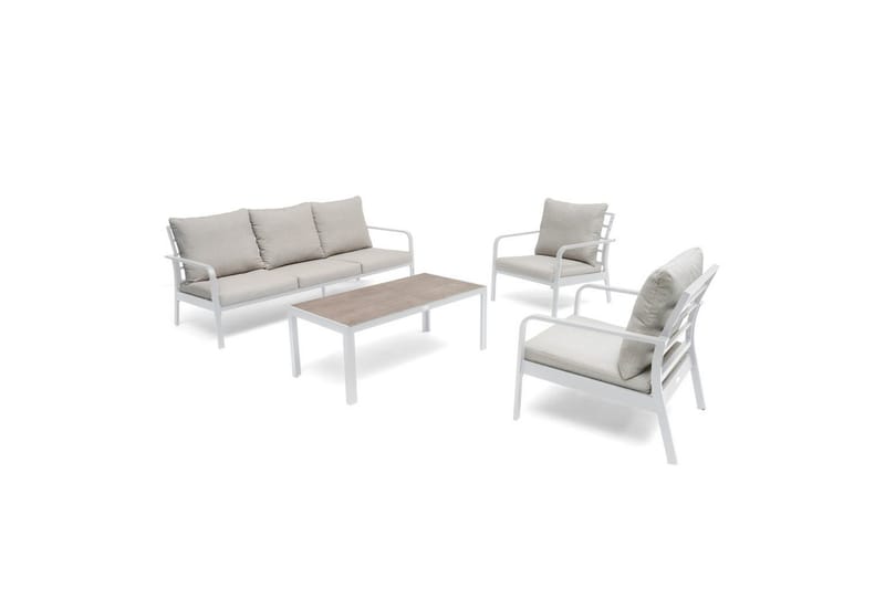 Sofagruppe Hillerstorp Hånger - Hvit ramme Puter gråbeige - Hage - Utemiljø - Veranda & terrasse - Verandamøbler
