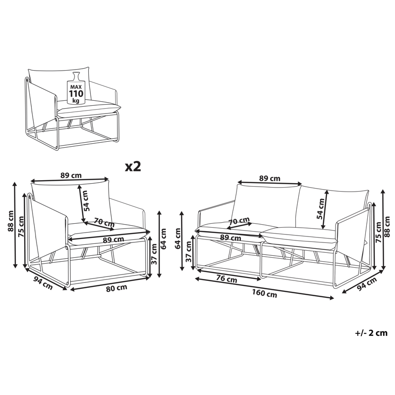 Sofagruppe utendørs 4-seter Ponte - Grønn/Beige - Hage - Utemiljø - Veranda & terrasse - Verandamøbler