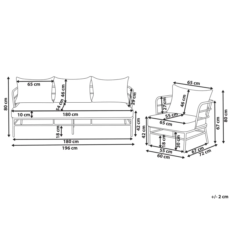 Sofagruppe utendørs 5-seter Ponzone - Beige/Svart - Hage - Utemiljø - Veranda & terrasse - Verandamøbler