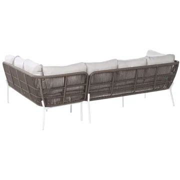 Sofagruppe utendørs 7-seter Robella med bord - Beige/Hvit/Brun - Hagemøbler - Loungemøbler - Sofagruppe utendørs