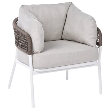 Sofagruppe utendørs 7-seter Robella med bord - Beige/Hvit/Brun - Hagemøbler - Loungemøbler - Sofagruppe utendørs