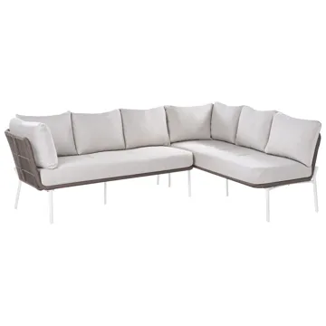 Sofagruppe utendørs 7-seter Robella med bord - Beige/Hvit/Brun - Hagemøbler - Loungemøbler - Sofagruppe utendørs
