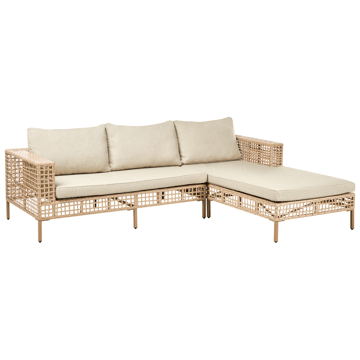 Sofagruppe utendørs med bord 4-seter Calasetta venstrevendt kunstrotting - Beige - Hagemøbler - Loungemøbler - Sofagruppe utendørs