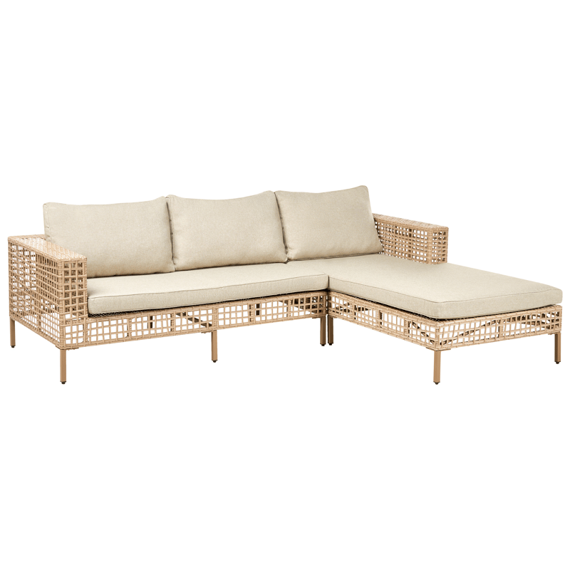 Sofagruppe utendørs med bord 4-seter Calasetta venstrevendt kunstrotting - Beige - Hage - Utemiljø - Veranda & terrasse - Verandamøbler
