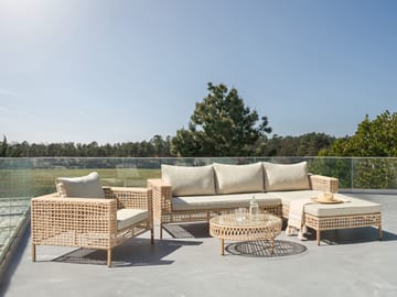 Sofagruppe utendørs med bord 4-seter Calasetta venstrevendt kunstrotting - Beige - Hagemøbler - Loungemøbler - Sofagruppe utendørs