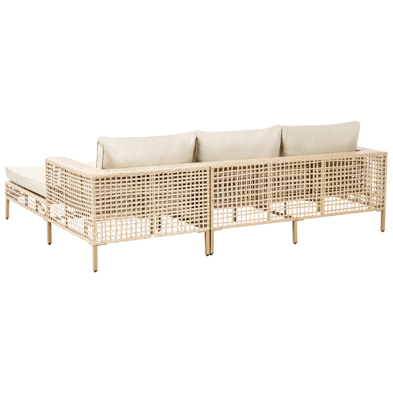 Sofagruppe utendørs med bord 4-seter Calasetta venstrevendt kunstrotting - Beige - Hage - Utemiljø - Veranda & terrasse - Verandamøbler