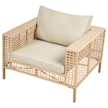 Sofagruppe utendørs med bord 4-seter Calasetta venstrevendt kunstrotting - Beige - Hagemøbler - Loungemøbler - Sofagruppe utendørs