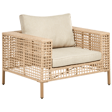 Sofagruppe utendørs med bord 4-seter Calasetta venstrevendt kunstrotting - Beige - Hagemøbler - Loungemøbler - Sofagruppe utendørs