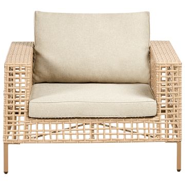 Sofagruppe utendørs med bord 4-seter Calasetta venstrevendt kunstrotting - Beige - Hagemøbler - Loungemøbler - Sofagruppe utendørs