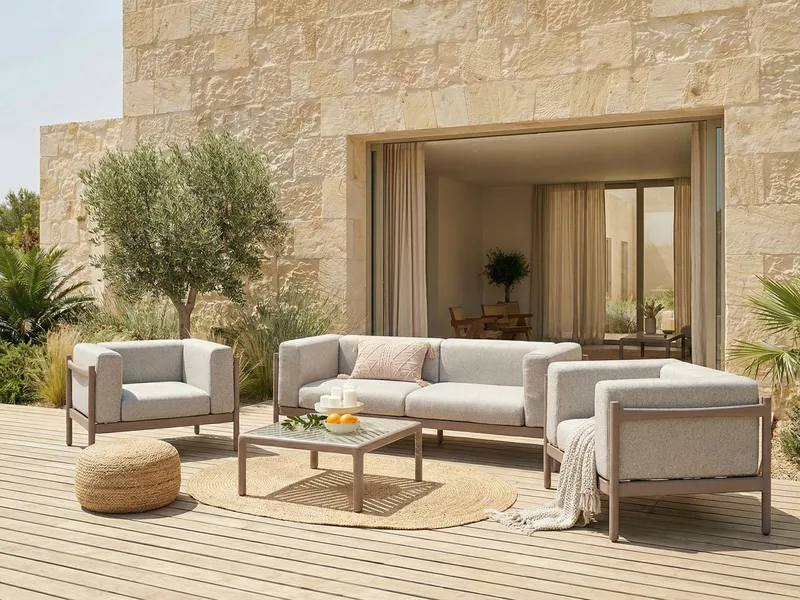 Sofagruppe utendørs med bord 4-seter Ferretti - Grå/Beige - Hage - Utemiljø - Veranda & terrasse - Verandamøbler