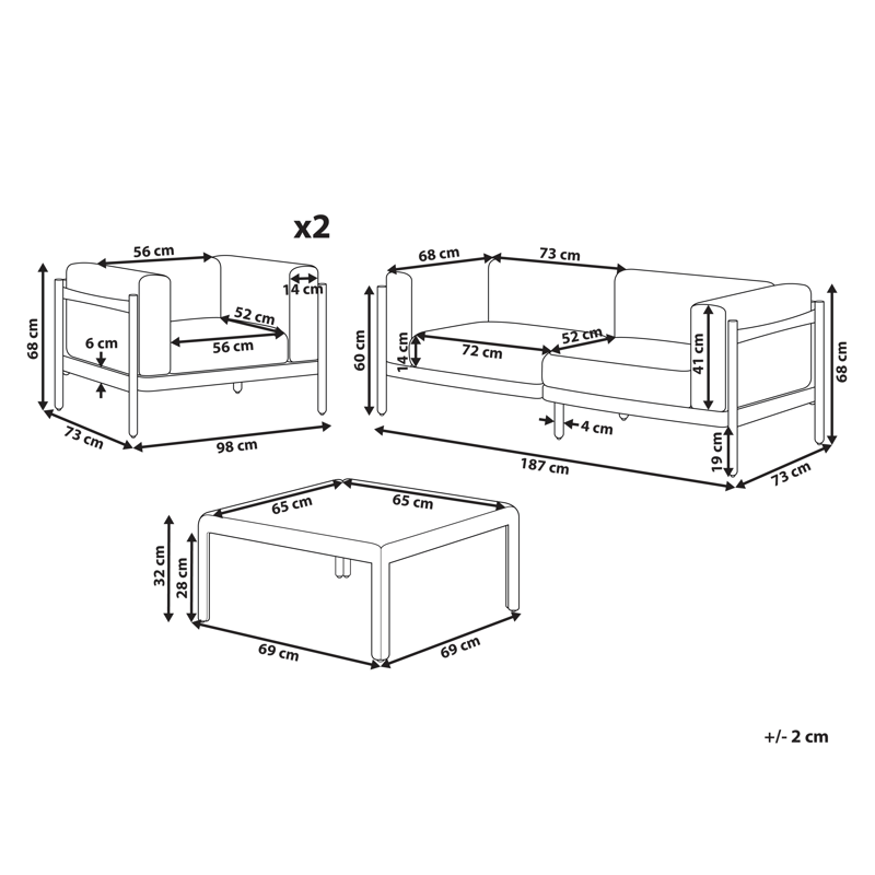 Sofagruppe utendørs med bord 4-seter Ferretti - Grå/Beige - Hage - Utemiljø - Veranda & terrasse - Verandamøbler