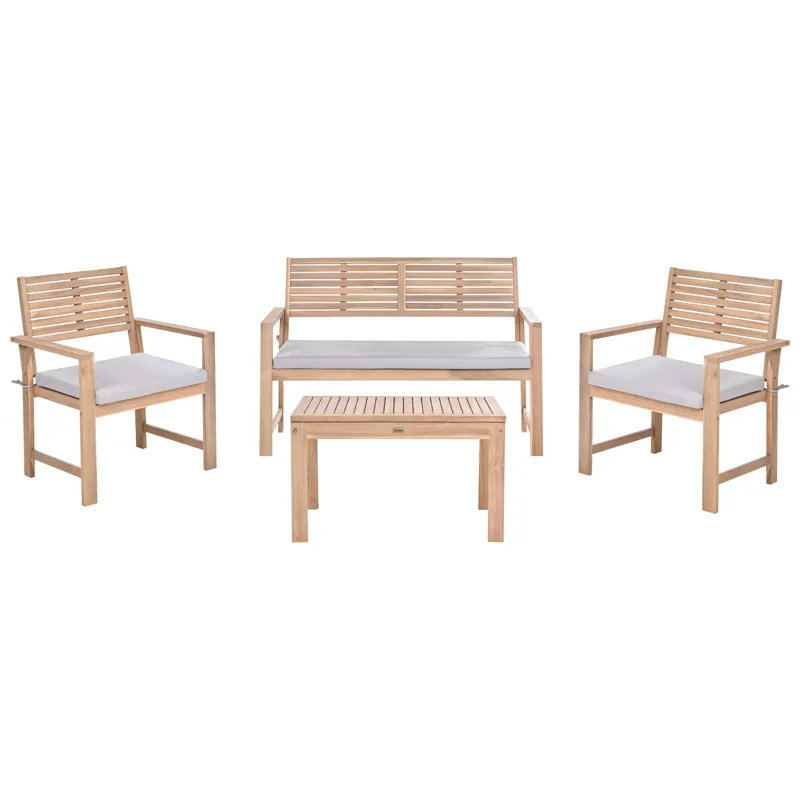 Sofagruppe utendørs med bord 4-seter Fiames akasietre, Brun/grå