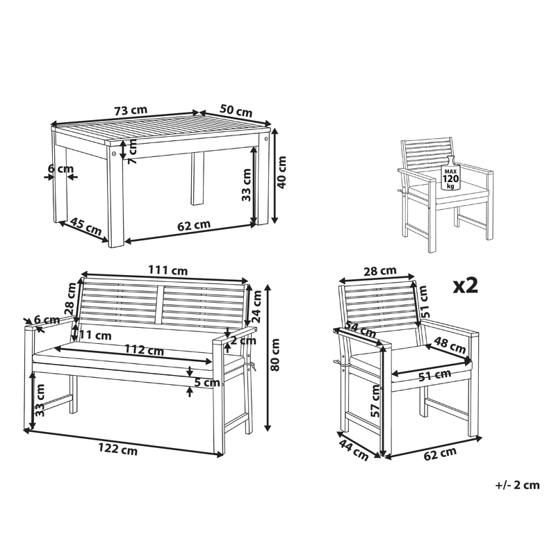 Sofagruppe utendørs med bord 4-seter Fiames akasietre - Brun/grå - Hage - Utemiljø - Veranda & terrasse - Verandamøbler