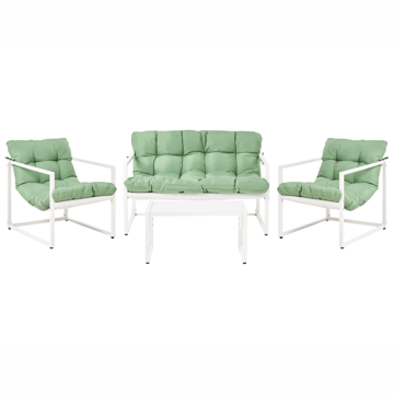 Sofagruppe utendørs med bord 4-seter Garda - Grønn/Hvit - Hagemøbler - Loungemøbler - Sofagruppe utendørs