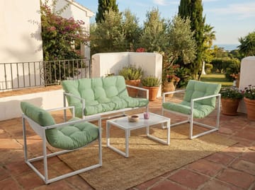 Sofagruppe utendørs med bord 4-seter Garda - Grønn/Hvit - Hagemøbler - Loungemøbler - Sofagruppe utendørs