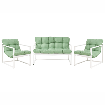 Sofagruppe utendørs med bord 4-seter Garda - Grønn/Hvit - Hagemøbler - Loungemøbler - Sofagruppe utendørs