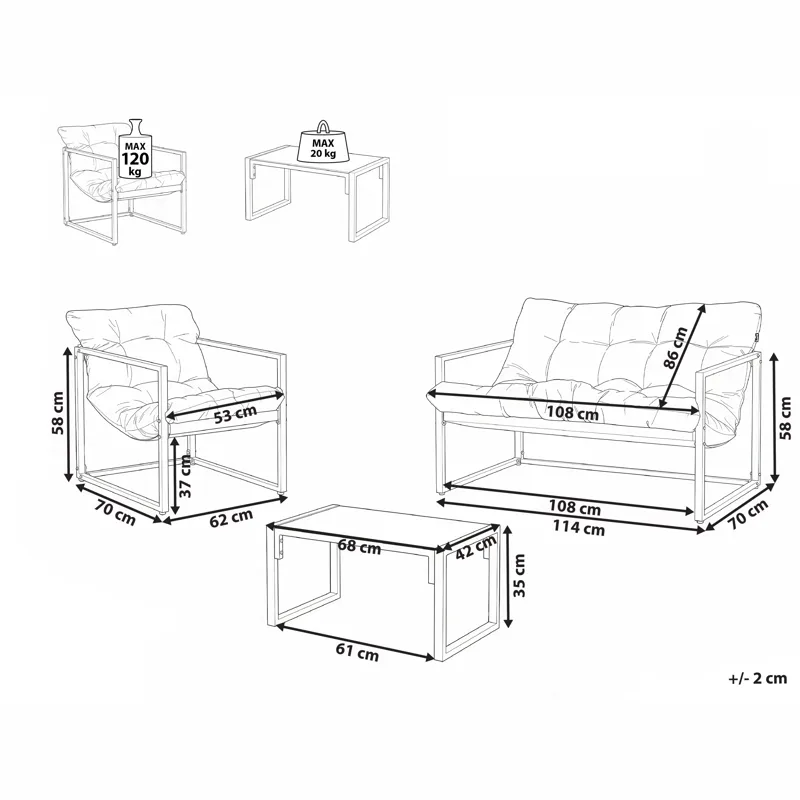 Sofagruppe utendørs med bord 4-seter Garda - Grønn/Hvit - Hage - Utemiljø - Veranda & terrasse - Verandamøbler