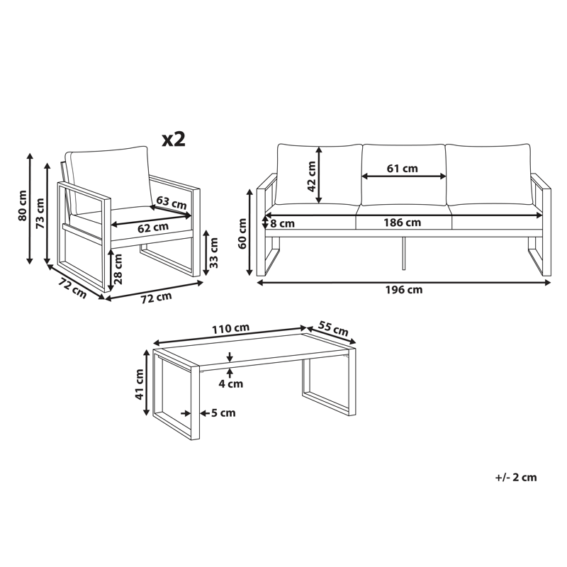 Sofagruppe utendørs med bord 5-seter Gelso - Grå/Brun - Hage - Utemiljø - Veranda & terrasse - Verandamøbler