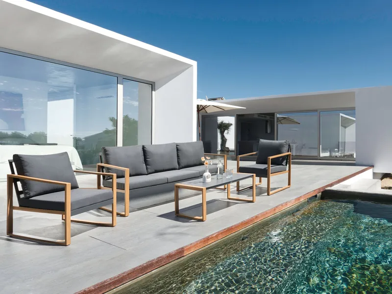 Sofagruppe utendørs med bord 5-seter Gelso - Grå/Brun - Hage - Utemiljø - Veranda & terrasse - Verandamøbler