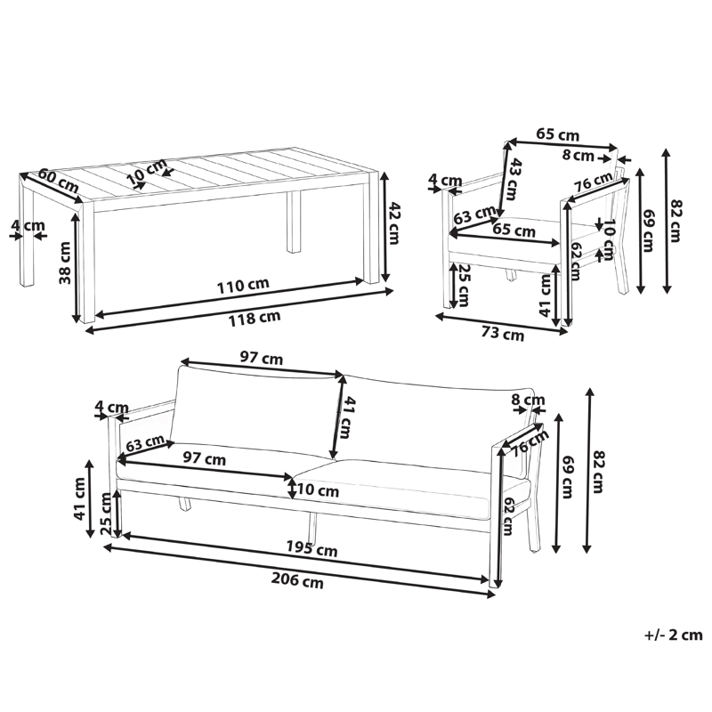 Sofagruppe utendørs med bord 5-seter Oneta - Brun/Beige - Hage - Utemiljø - Veranda & terrasse - Verandamøbler