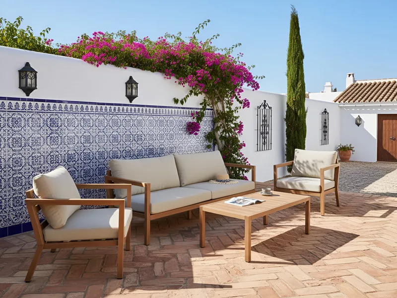 Sofagruppe utendørs med bord 5-seter Oneta - Brun/Beige - Hage - Utemiljø - Veranda & terrasse - Verandamøbler