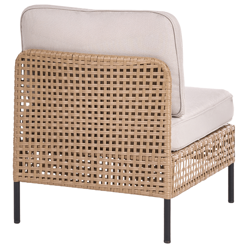 Sofagruppe utendørs med bord 6-seter Omegana modulær kunstrotting - Beige/svart - Hage - Utemiljø - Veranda & terrasse - Verandamøbler