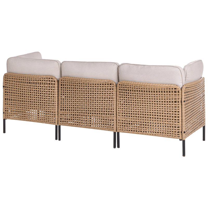 Sofagruppe utendørs med bord 6-seter Omegana modulær kunstrotting - Beige/svart - Hage - Utemiljø - Veranda & terrasse - Verandamøbler