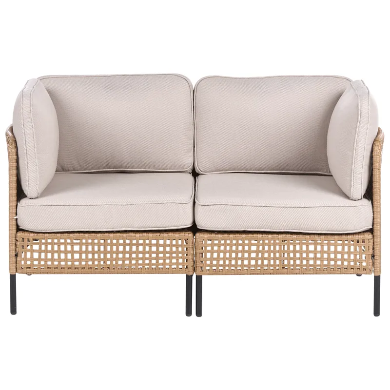 Sofagruppe utendørs med bord 6-seter Omegana modulær kunstrotting - Beige/svart - Hage - Utemiljø - Veranda & terrasse - Verandamøbler