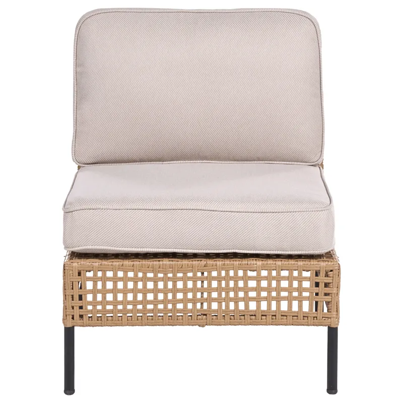 Sofagruppe utendørs med bord 6-seter Omegana modulær kunstrotting - Beige/svart - Hage - Utemiljø - Veranda & terrasse - Verandamøbler