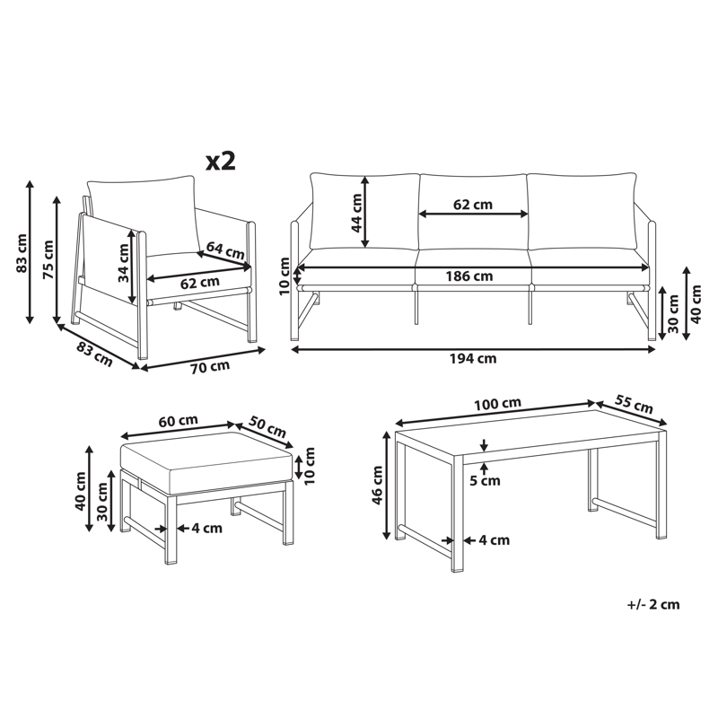 Sofagruppe utendørs med bord og fotskammel 5-seter Nola - Beige/Brun - Hage - Utemiljø - Veranda & terrasse - Verandamøbler