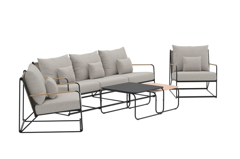 Sofagruppe Palazzo 3-seters sofa + 2 lenestoler med bord utendørs - Svart - Hage - Utemiljø - Veranda & terrasse - Verandamøbler