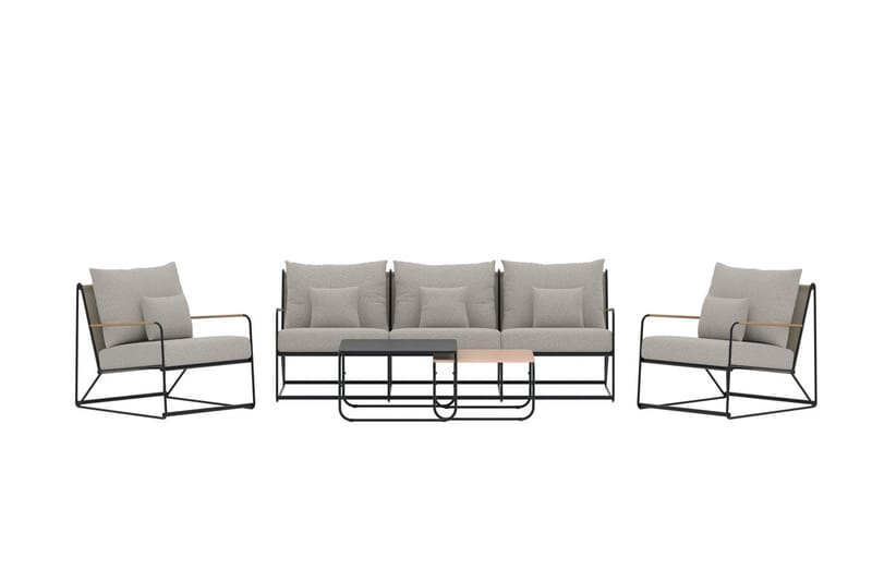 Sofagruppe Palazzo 3-seters sofa + 2 lenestoler med bord utendørs - Svart - Hage - Utemiljø - Veranda & terrasse - Verandamøbler