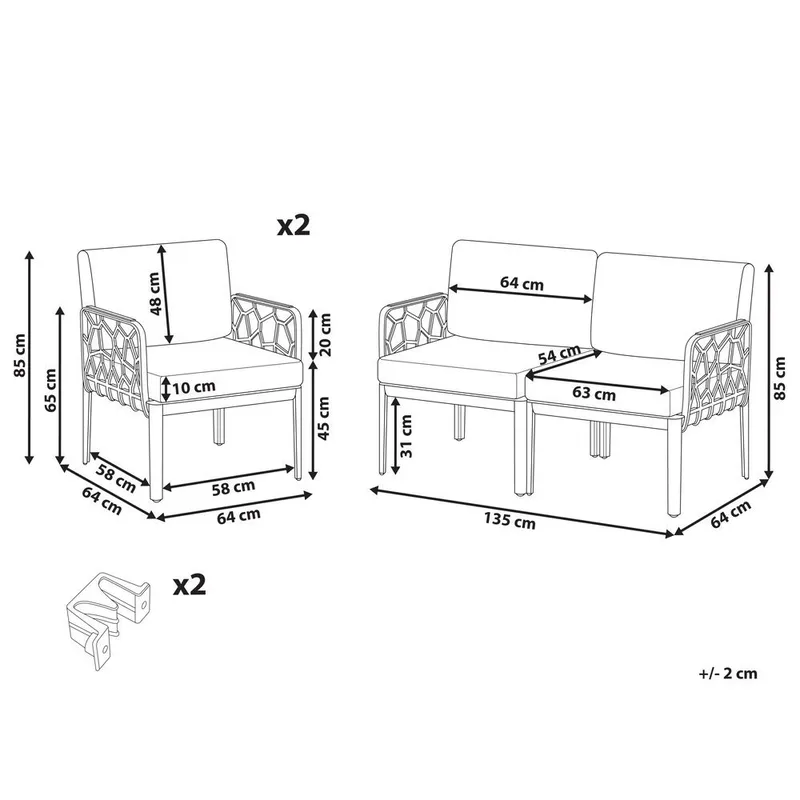Sofasett Eriche - Beige, Brun - Hage - Utemiljø - Veranda & terrasse - Verandamøbler