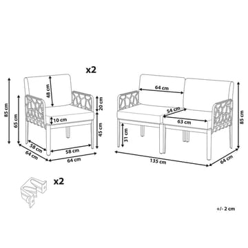 Sofasett Eriche - Beige, Brun - Hagemøbler - Loungemøbler - Sofagruppe utendørs