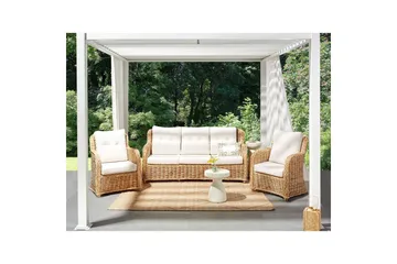 Soffgrupp Beliani Alessano Natural||White - Hagemøbler - Loungemøbler - Sofagruppe utendørs