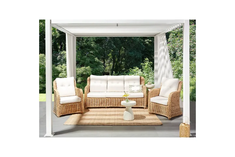 Soffgrupp Beliani Alessano Natural||White - Hagemøbler - Loungemøbler - Sofagruppe utendørs