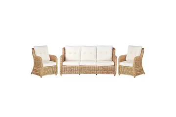 Soffgrupp Beliani Alessano Natural||White - Hagemøbler - Loungemøbler - Sofagruppe utendørs
