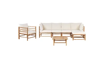 Soffgrupp Beliani Cerreto Beige/ljust trä White||Light wood - Hagemøbler - Loungemøbler - Sofagruppe utendørs