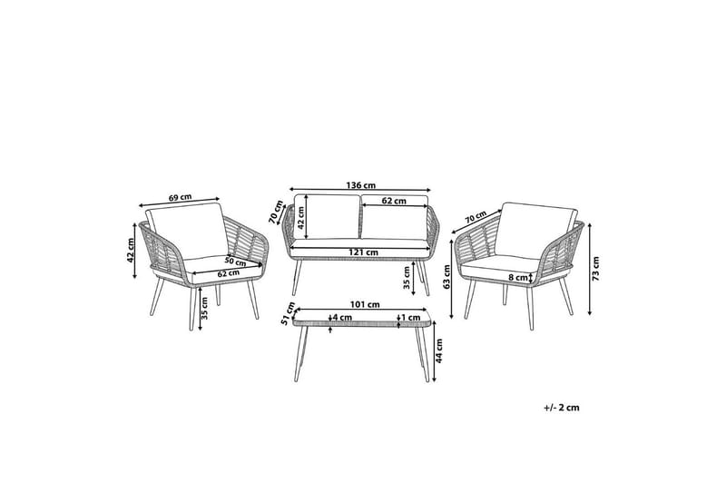 Soffgrupp Beliani Corinth Ii Natural||Grey||Black||Beige - Hagemøbler - Loungemøbler - Sofagruppe utendørs
