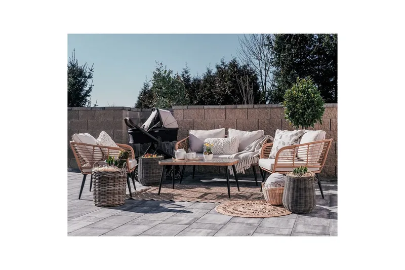 Soffgrupp Beliani Corinth Ii Natural||Grey||Black||Beige - Hagemøbler - Loungemøbler - Sofagruppe utendørs
