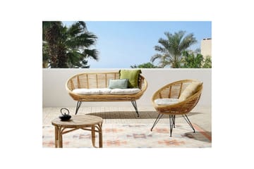 Soffgrupp Beliani Maratea 2-Sits Natural||Black||Beige - Hagemøbler - Loungemøbler - Sofagruppe utendørs
