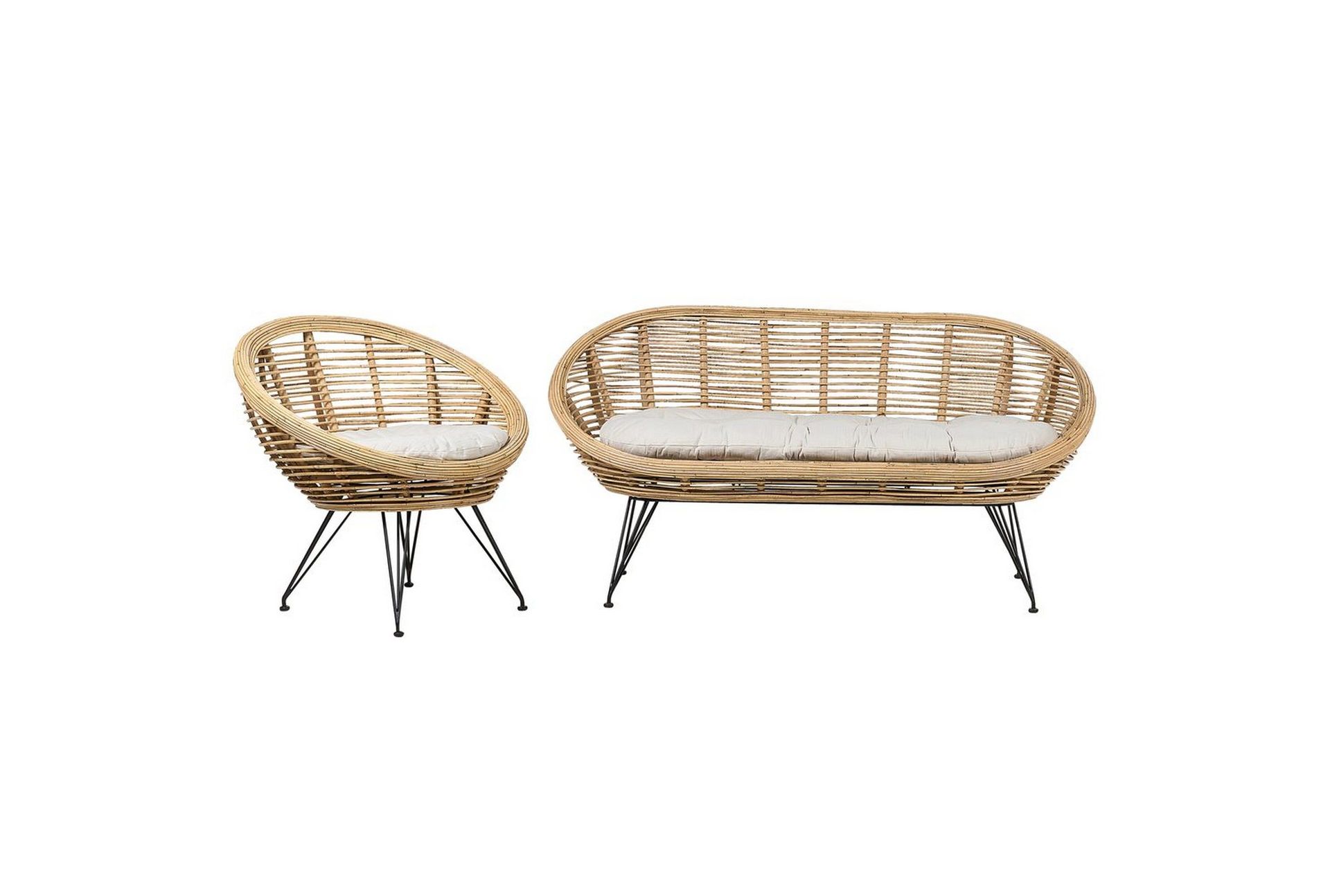 Soffgrupp Beliani Maratea 2-Sits Natural\|\|Black\|\|Beige -