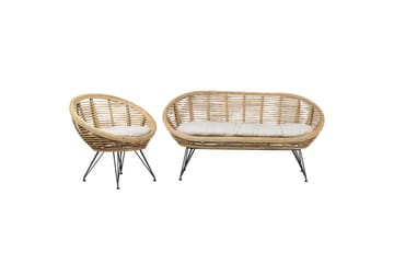 Soffgrupp Beliani Maratea 2-Sits Natural||Black||Beige - Hagemøbler - Loungemøbler - Sofagruppe utendørs