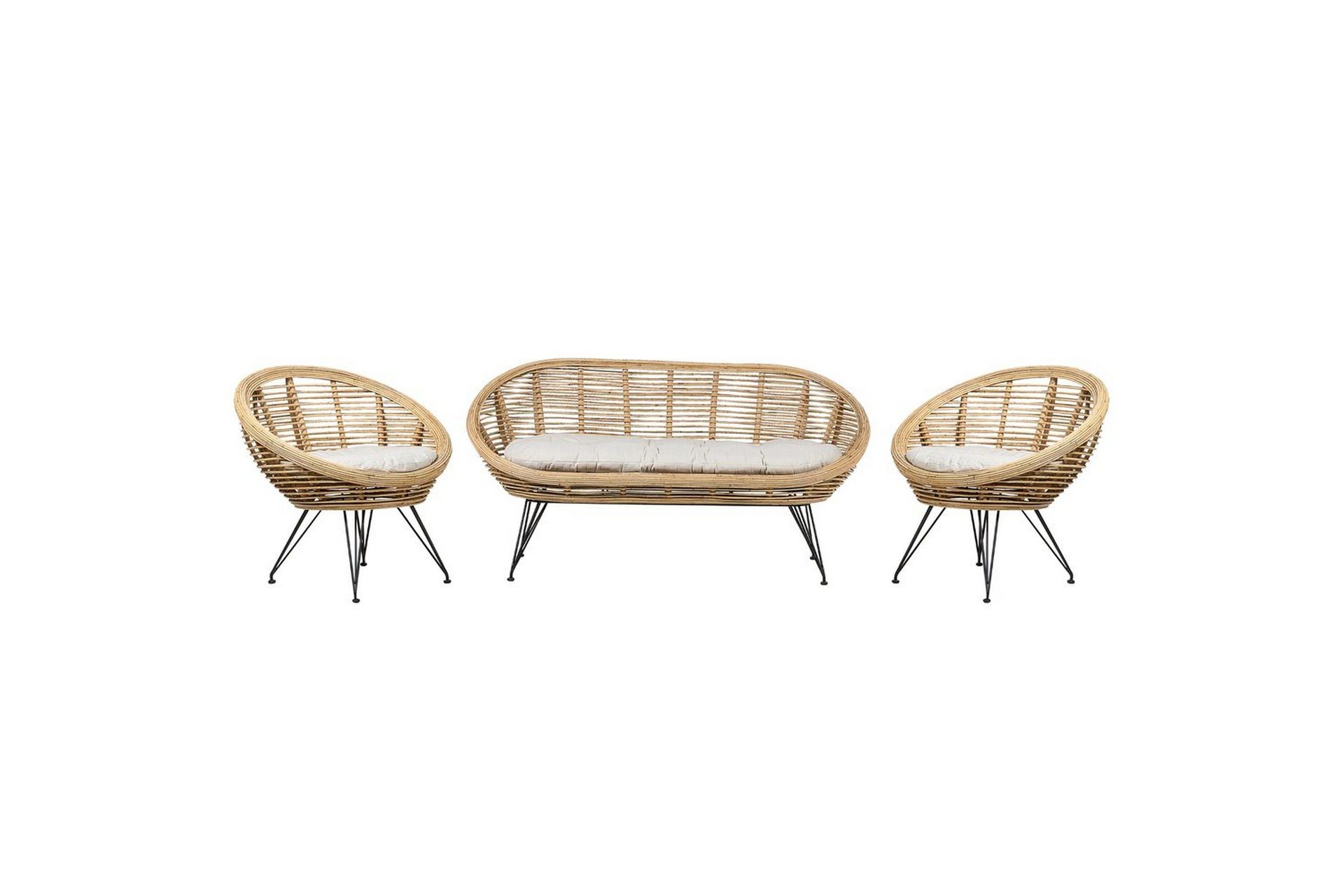 Soffgrupp Beliani Maratea 4-Sits Natural\|\|Black\|\|Beige -