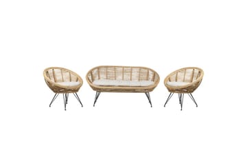 Soffgrupp Beliani Maratea 4-Sits Natural||Black||Beige - Hagemøbler - Loungemøbler - Sofagruppe utendørs