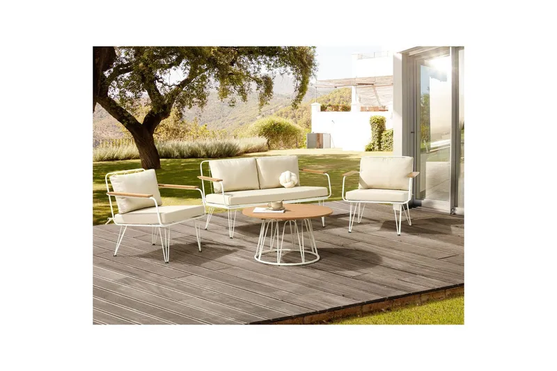 Soffgrupp Beliani Montesilvano Beige||White||Light wood - Hagemøbler - Loungemøbler - Sofagruppe utendørs