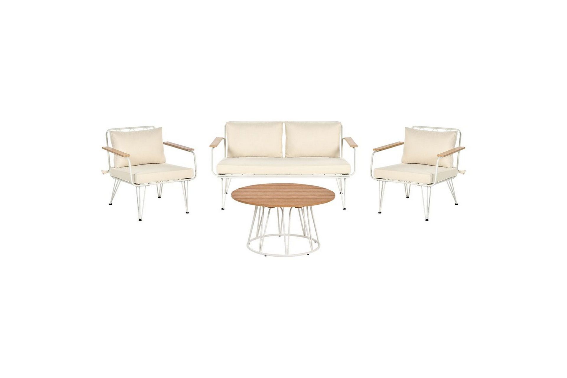 Soffgrupp Beliani Montesilvano Beige\|\|White\|\|Light wood -